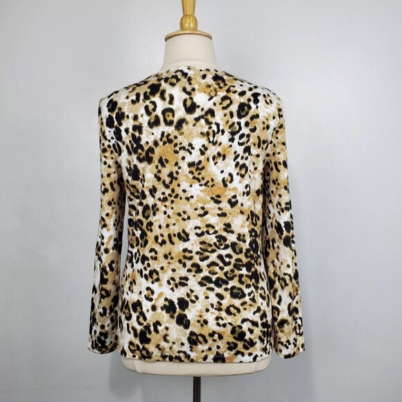 Karen Scott Animal Leopard Print Long Sleeve Pullover Knit Top Size XL - Picture 2 of 10